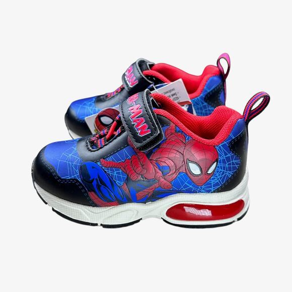 Marvel Spiderman Light Up Sneakers Size 6 Blue Red Unisex Hook & Loop New - Picture 11 of 11
